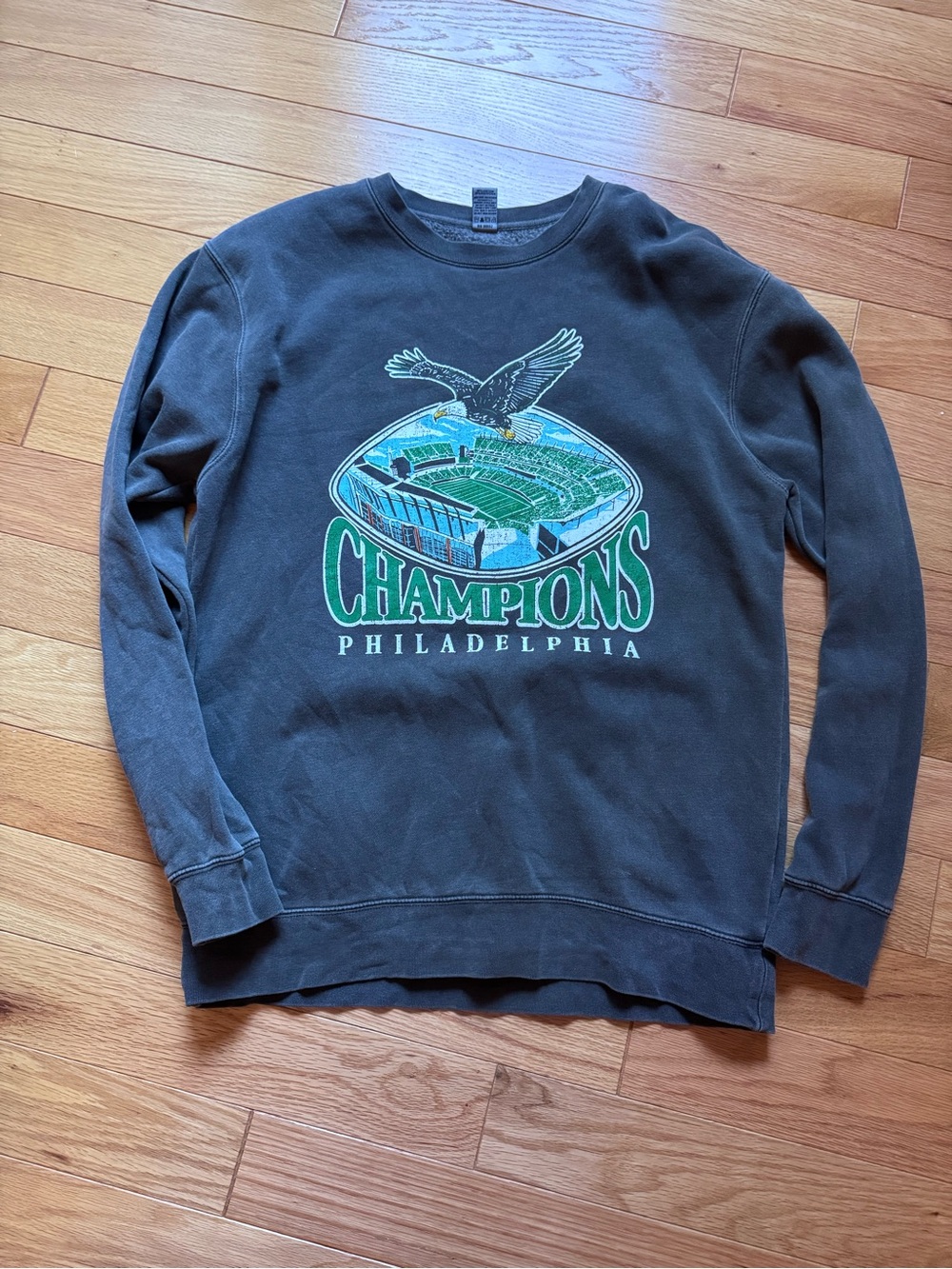 Men's Philadelphia Eagles Champions Graphic Crewneck Sweatshirt - Dark Gray, L